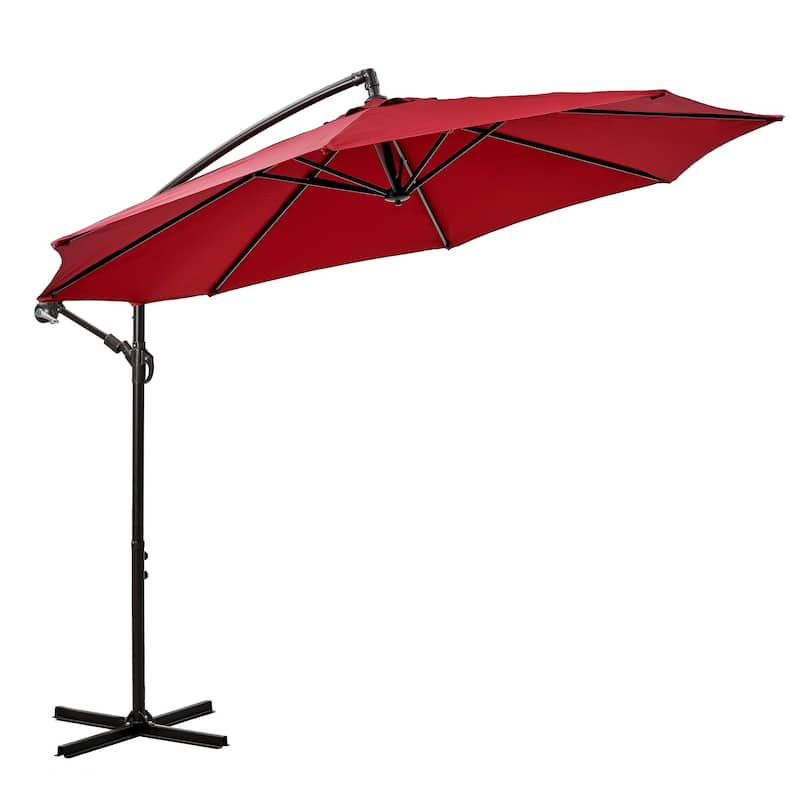 9.8ft Offset Patio Umbrella Offset Hanging Cantilever Patio Outdoor Market Umbrella UPF50 UV Protection