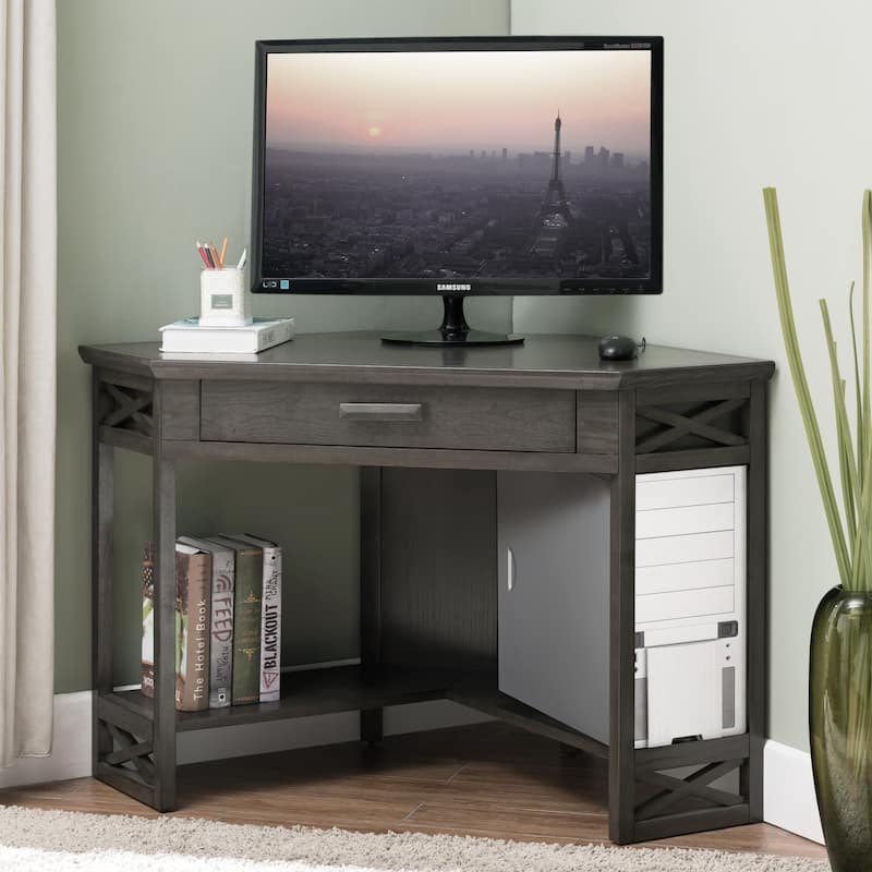 Leick Home Mission Corner Writing Desk - Smoke Grey