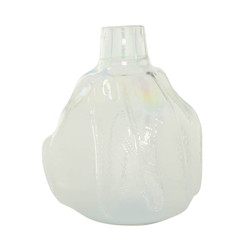White Glass Contemporary Vase 14 x 9 x 9