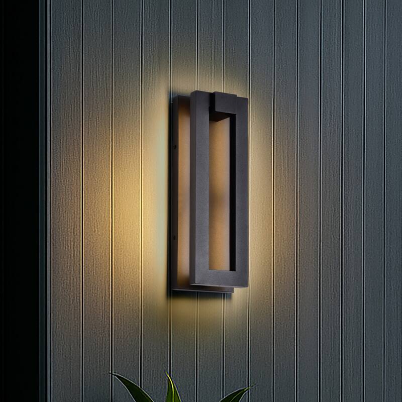 Crew 32 Watt 15 Inch LED Outdoor Sconce Sand Black Finish - Sand Black