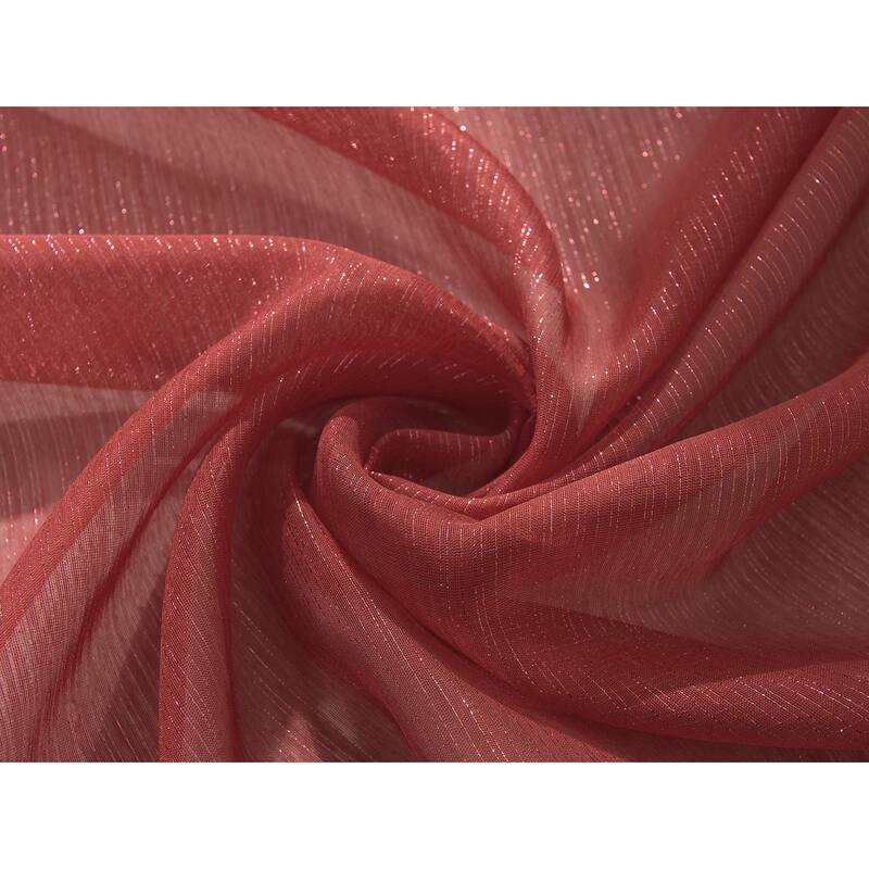 Lonnie Metallic Stripe Sheer Window Curtain Panel 90 inch