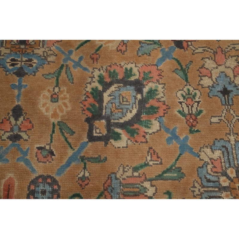 Hand Knotted Oriental 100% Wool Carpet Traditional All-Over Oranges & Rust Tabriz Area Rug - 13' 0'' X 9' 6''