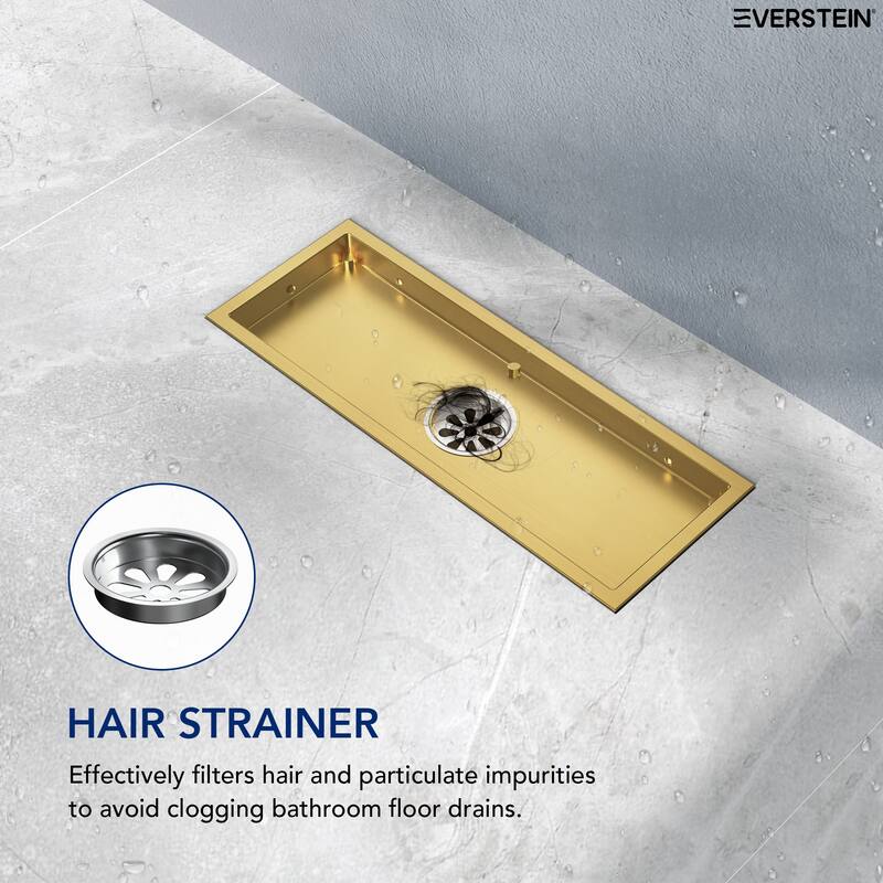 12-inch Linear Shower Drain With Solid Cover in Stainless Steel