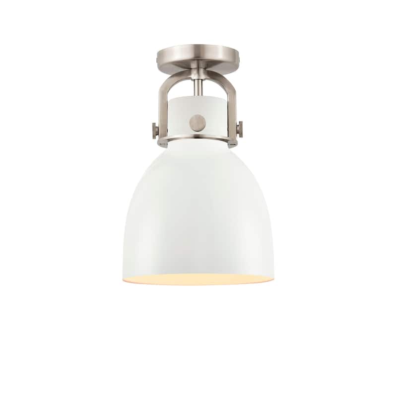 Innovations Lighting 410-1F-15-8 Newton Bell Flush Newton Bell 8" Wide - Satin Nickel