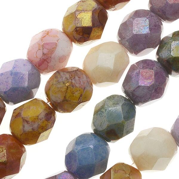 CB139 25 Czech Glass 6mm Beads Fire Polished Transparent Blues