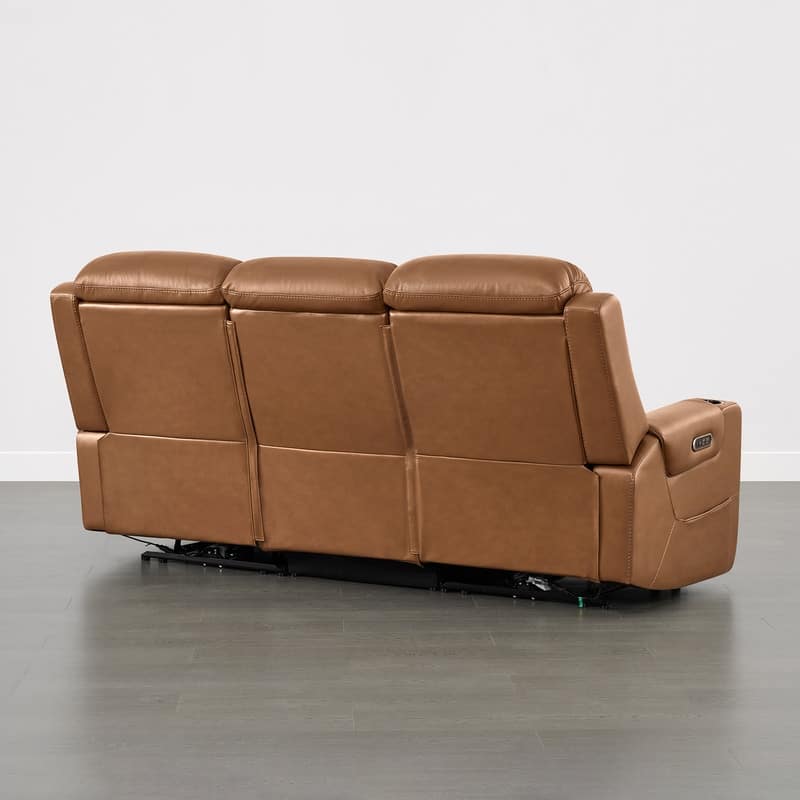 Spruce & Spring Genuine Leather Power Reclining Sofa with Wireless Charging