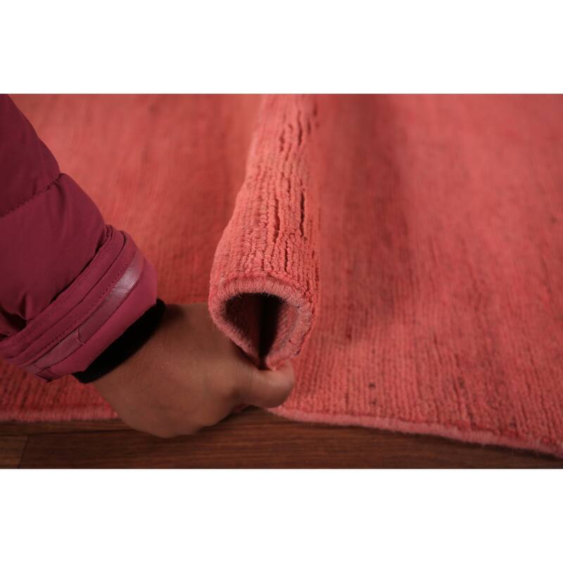 Pink Modern Gabbeh Oriental Area Rug Handmade Solid Wool Carpet - 3'11" x 6'7"