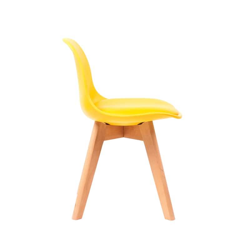 Porthos Home Brynn Kids Chair, Plastic Shell With Seat Cushion, Beech Wood Legs