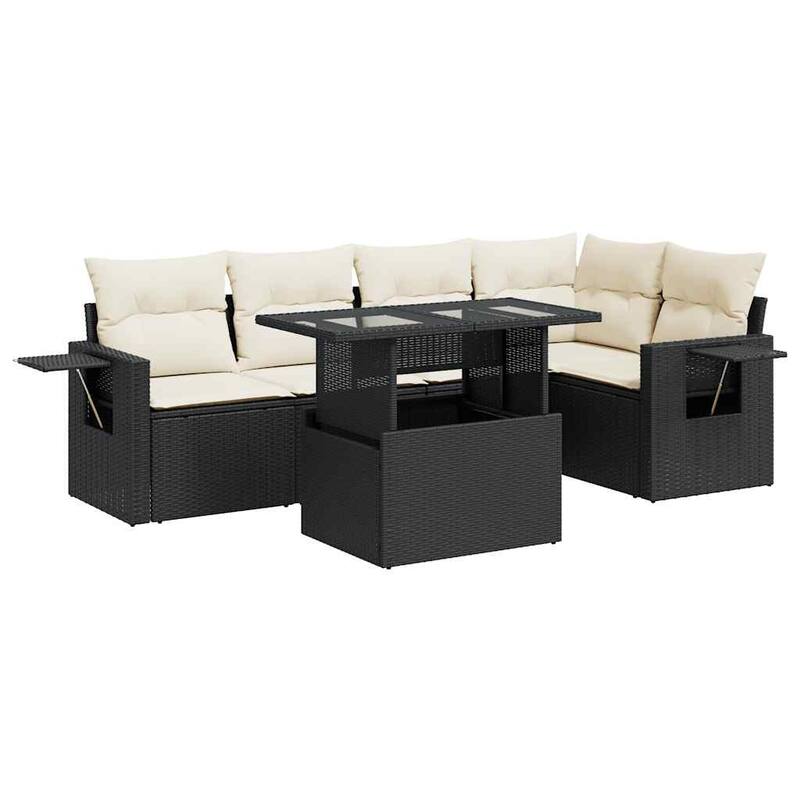 vidaXL Patio Sofa Set with Cushions Outdoor Furniture 6 Piece Poly Rattan