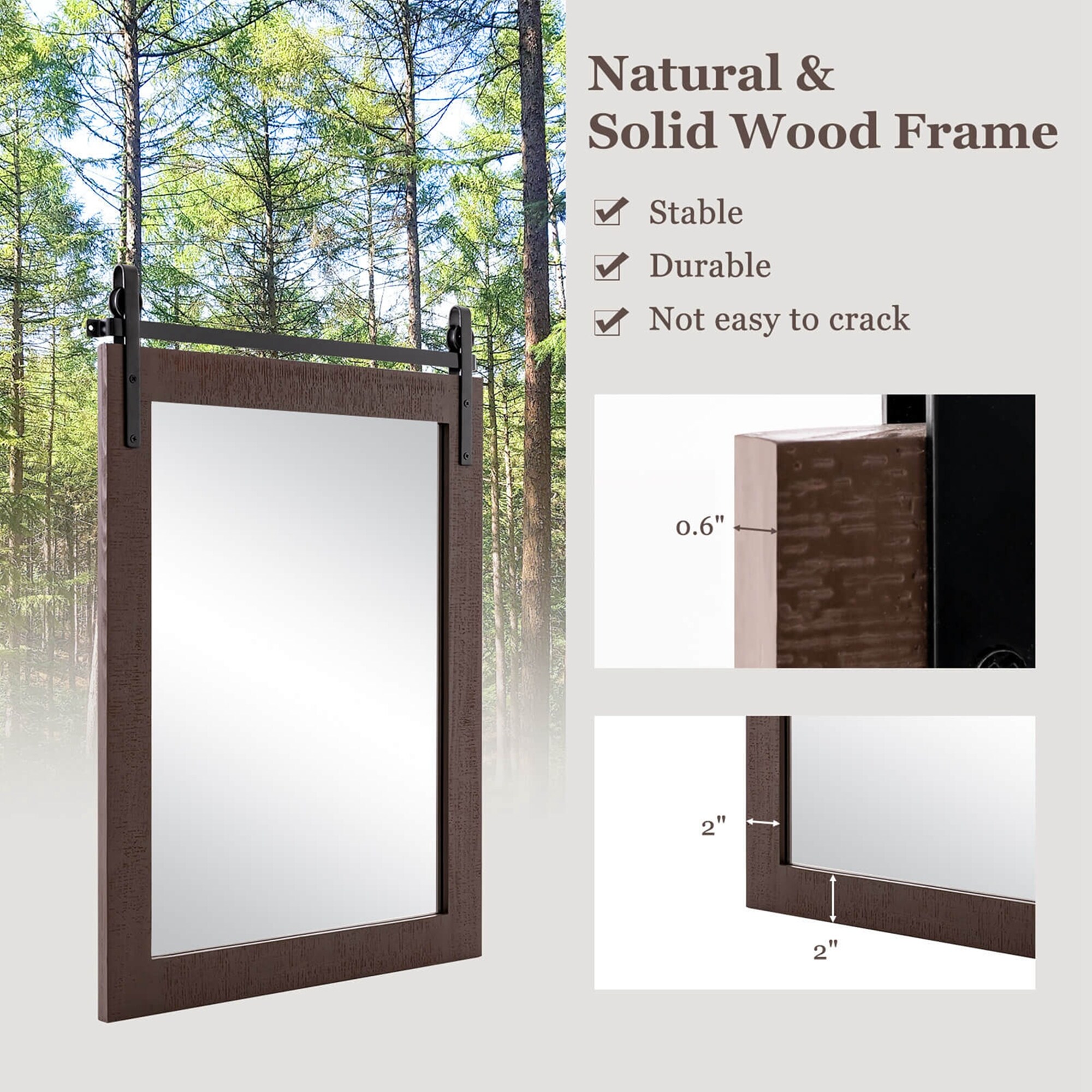 Costway 30''x22'' Wall Mount Mirror Decor Vanity Mirror Wood