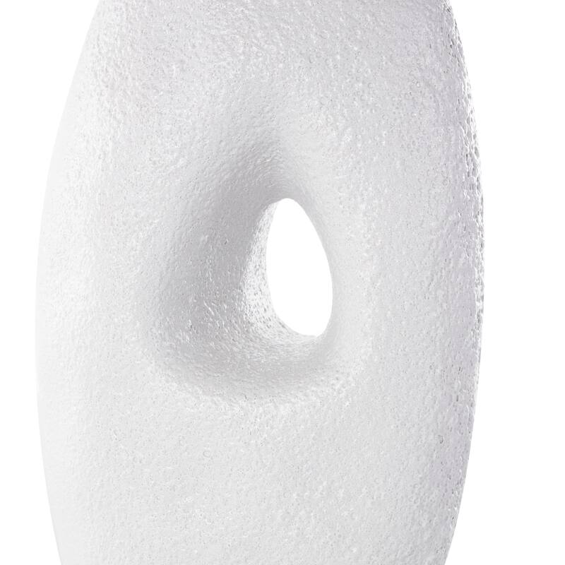 White Ceramic Textured Abstract Decorative Vase with Cutout Center