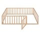 preview thumbnail 35 of 38, Full Size Wooden Floor Bed Frame with Safety Fence and Privacy Door - Stylish & Minimal Daybed