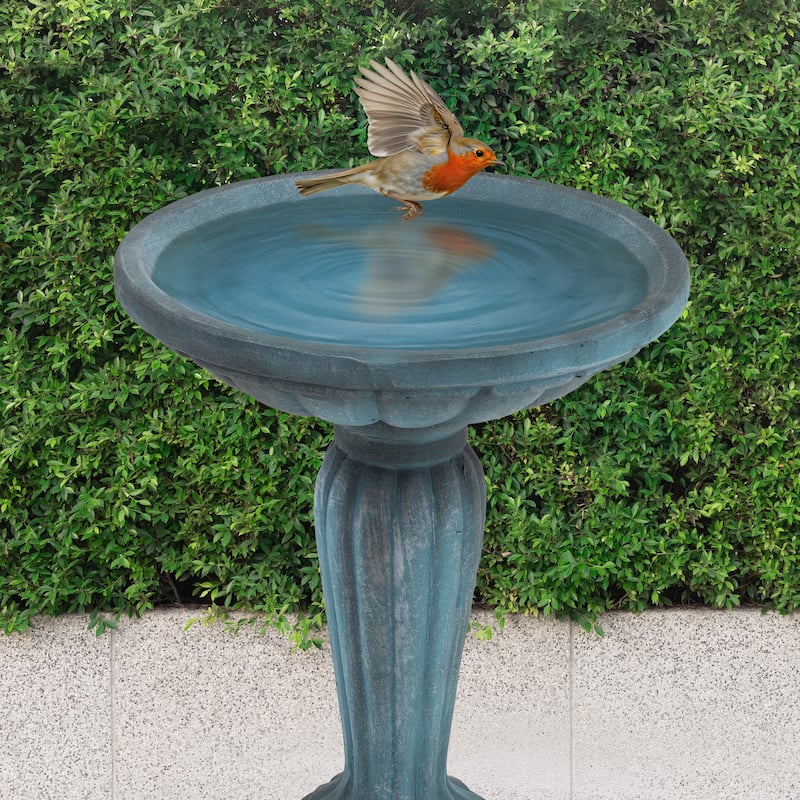 Sunnydaze Grecian Garden Reinforced Concrete Bird Bath - 20.25" H