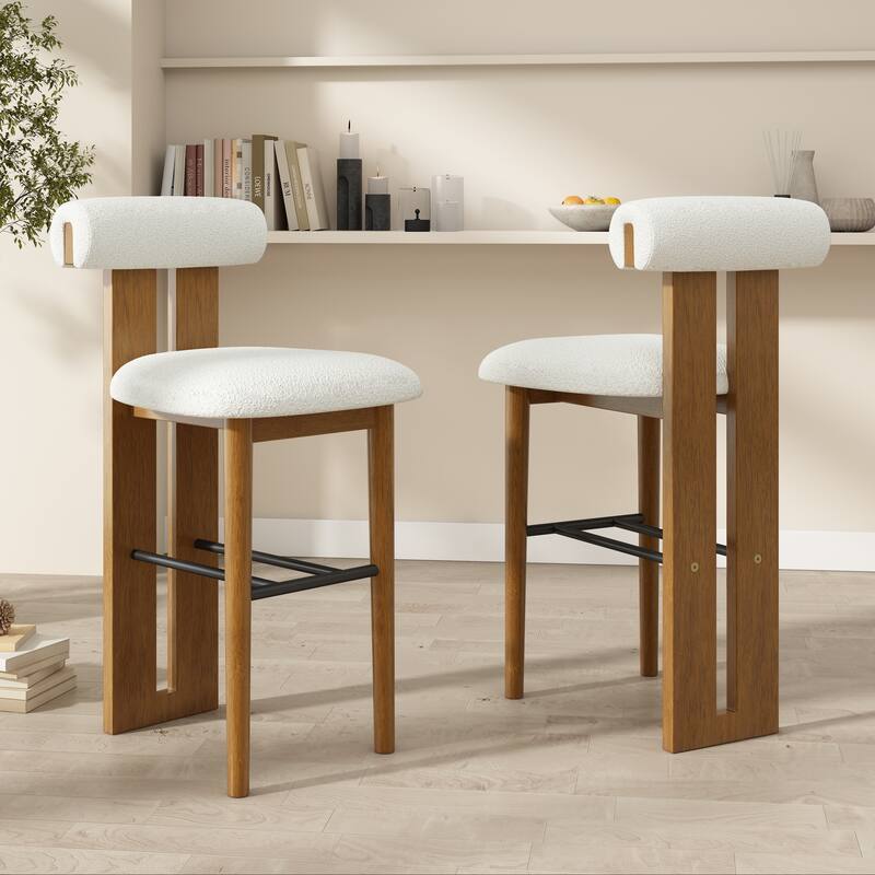 Roomfitters Renee Indoor Wooden Barstools with Cloud-Top Backrest, Set of 2 - Set of 2