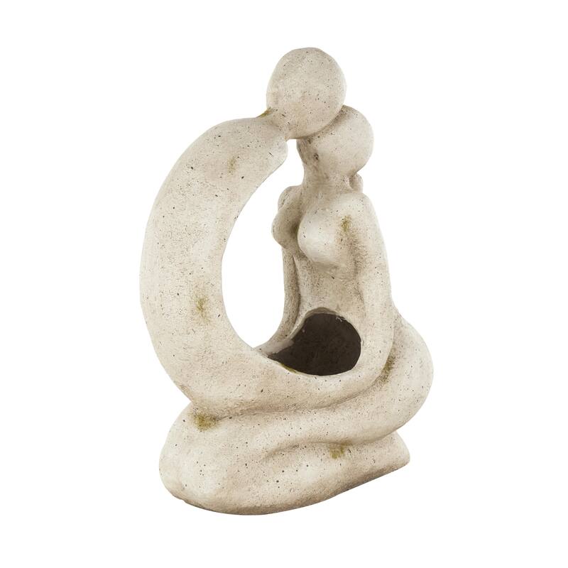 Polystone People Sitting Indoor Outdoor Planter - Cream - Roche River Decor