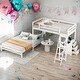 preview thumbnail 1 of 43, Twin over Full Bunk Bed with Built-in Desk and Three Drawers White