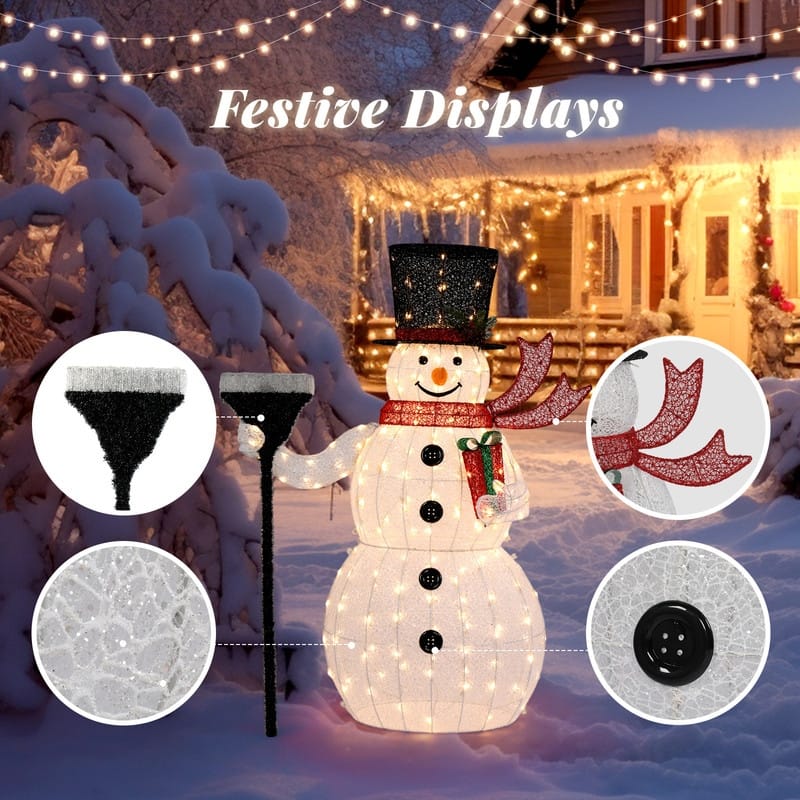 Lighted Christmas Snowman Outdoor Decorations - White