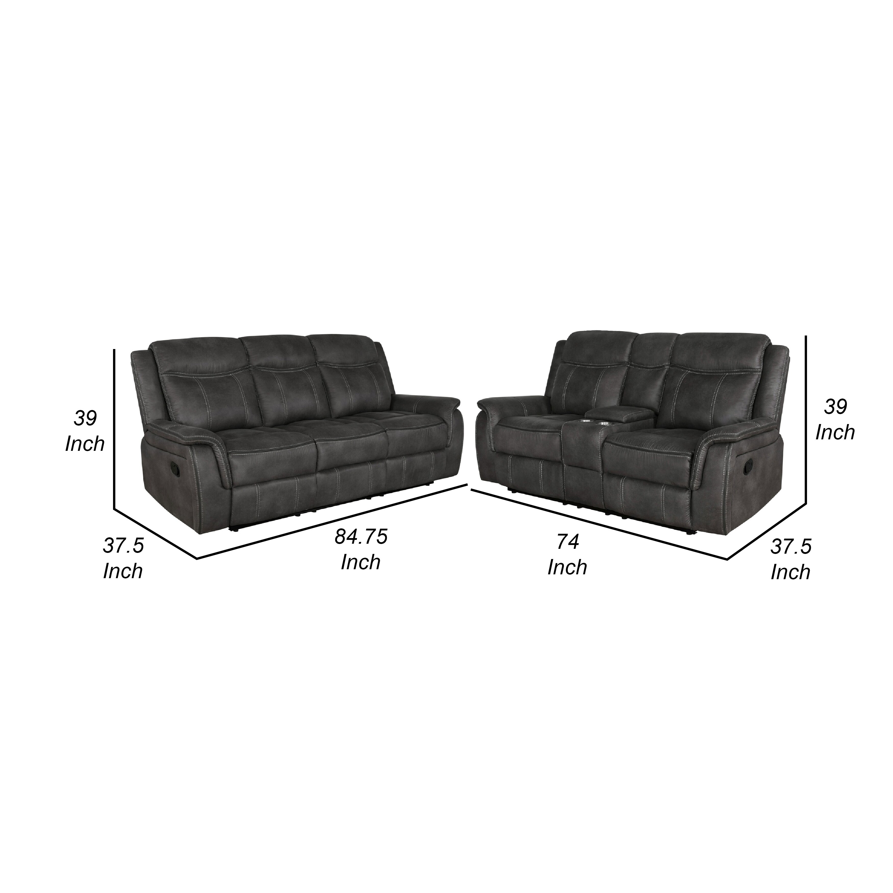 Modern 2PC Sofa & Loveseat Set - Black & Red Faux Leather Gel, Living Room Furniture