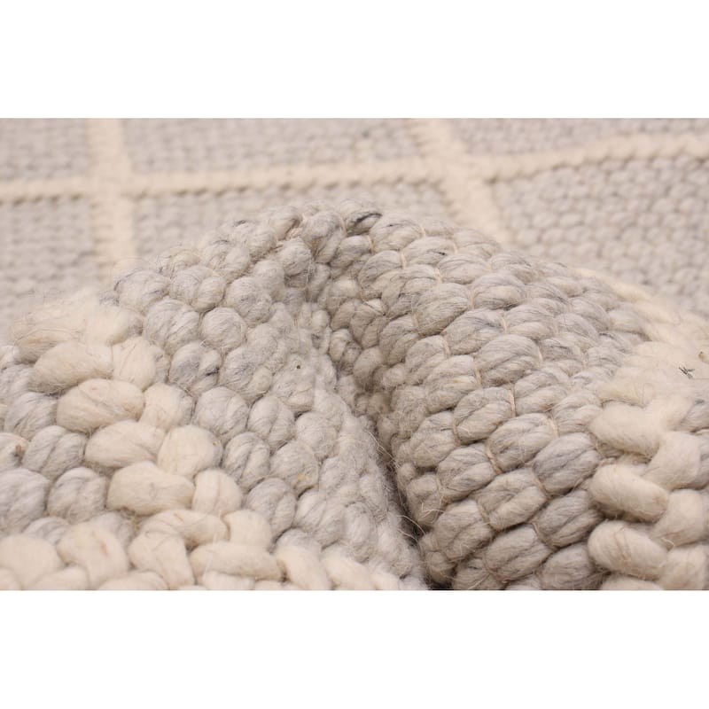 ECARPETGALLERY Braid weave Sienna Grey Wool Rug - 3' 2" x 5' 3"