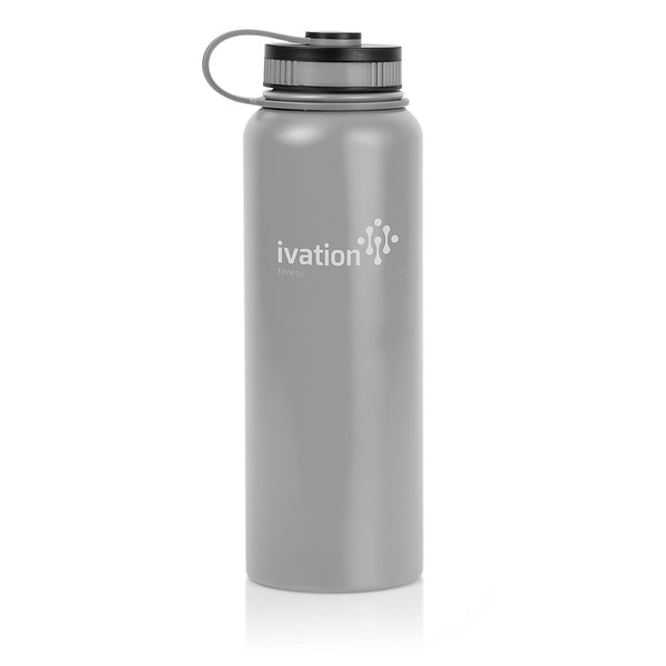 Ivation Flask Insulated Stainless Steel Water Bottle with Wide Mouth and 40-Ounce Capacity – Lightweight and BPA Free (Black)