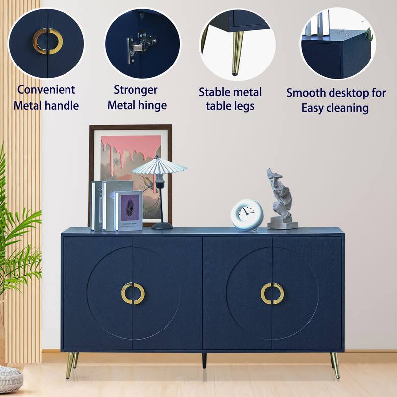 Wooden Accent Storage Cabinet Sideboard/Buffet Coffee Bar Cabinet with Adjustable Shelves for Dining Living Room Entry Hallway
