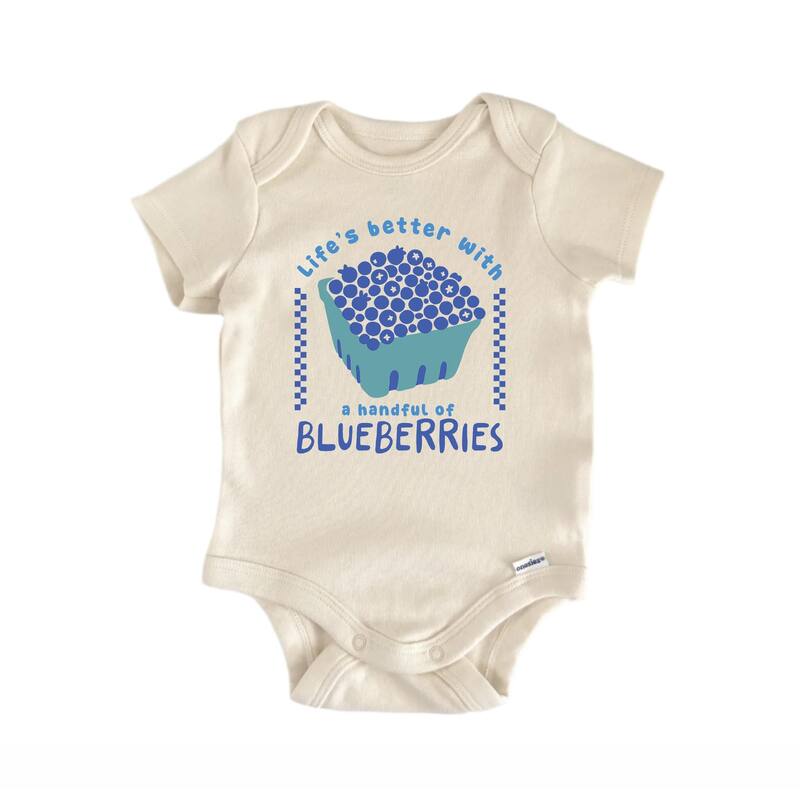 Blueberries Fruit Retro - Baby Bodysuit - Natural - Newborn
