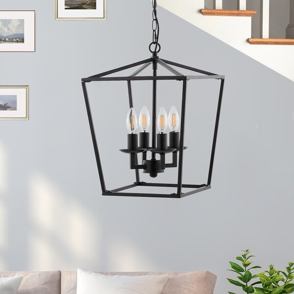 GetLedel Farmhouse 4-Light Cage Lantern Chandelier Pendant Light - Bronze