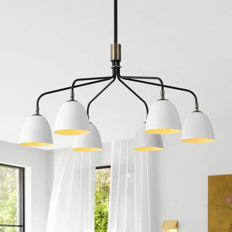 Modern Farmhouse 6-Light Curved Arm Metal Chandelier