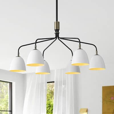 Modern Farmhouse 6-Light Curved Arm Metal Chandelier
