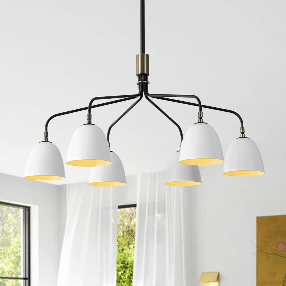 Modern Farmhouse 6-Light Curved Arm Metal Chandelier