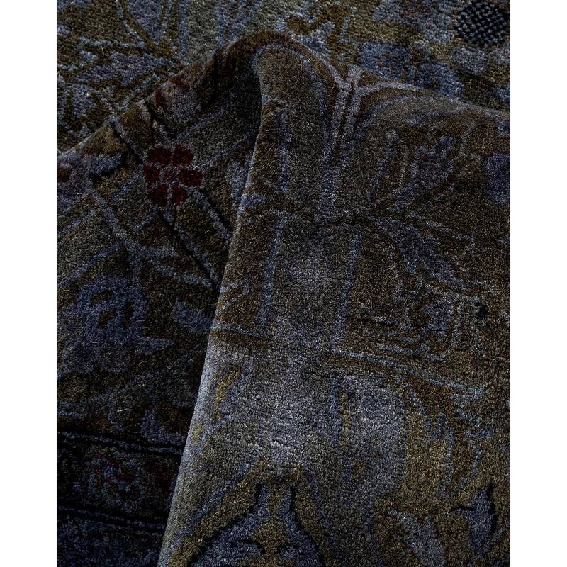 Overton Hand Knotted Wool Vintage Inspired Modern Contemporary Overdyed Gray Runner Rug - 2' 8" x 18' 10"