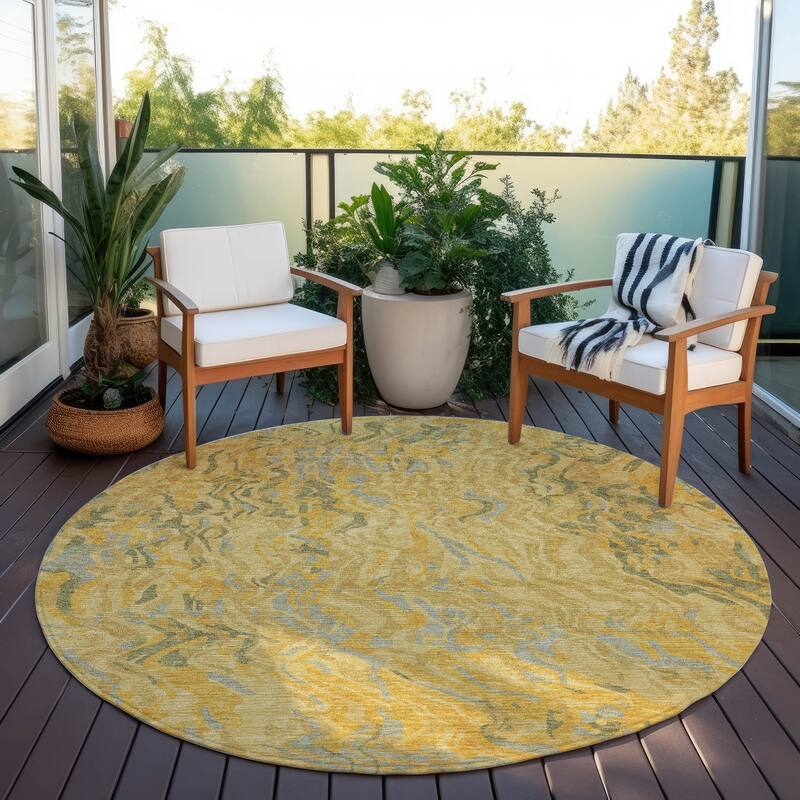 Machine Washable Indoor/ Outdoor Abstract Flow Chantille Rug