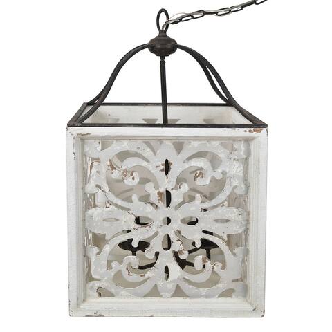 Mariah 29" Wood and Metal Pendant Light - 18"Sq x 29"L/84"L Cord/72"L Chain
