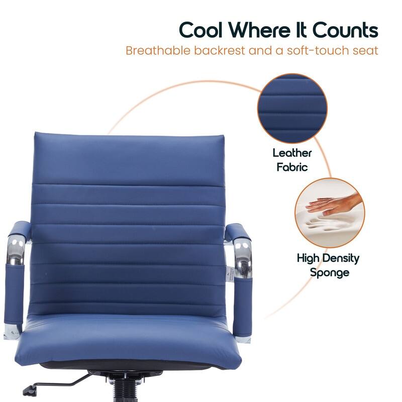 Harris Ergonomic Mid-Back Leather Office Chair with Metal Frame, Adjustable Height, Tilt Lock, and Swivel for Home Office