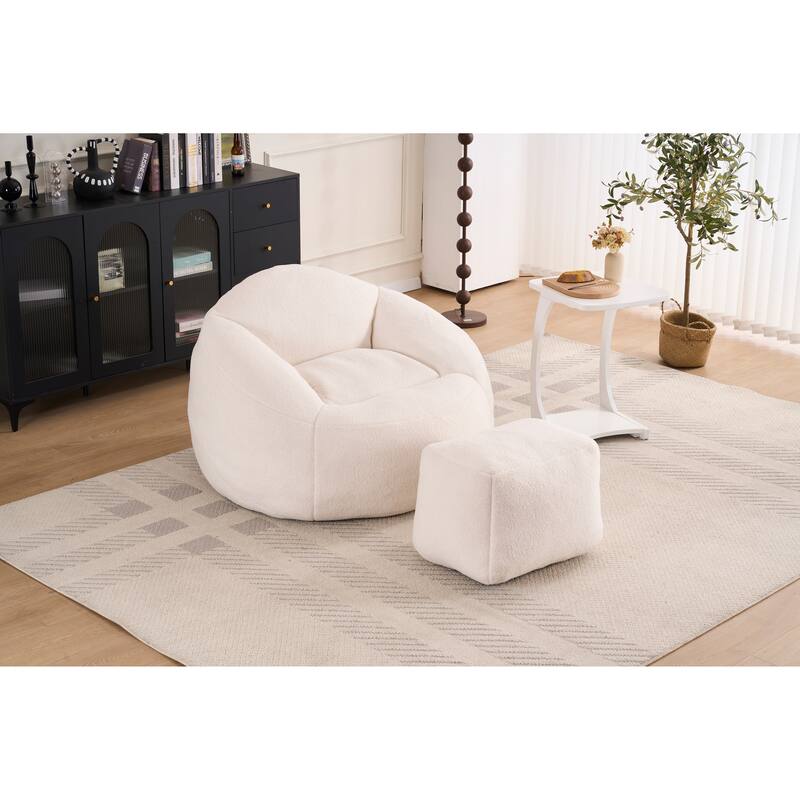 Chenille Oversized Lounger Bean Bag Chair - White