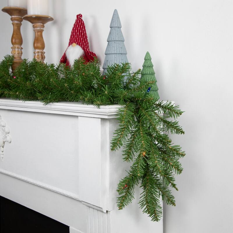 9' x 10 Rockwood Pine Artificial Christmas Garland, Multi Lights