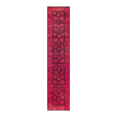 Contemporary Overdyed Wool Hand Knotted Runner - 2' 7" x 12' 6"