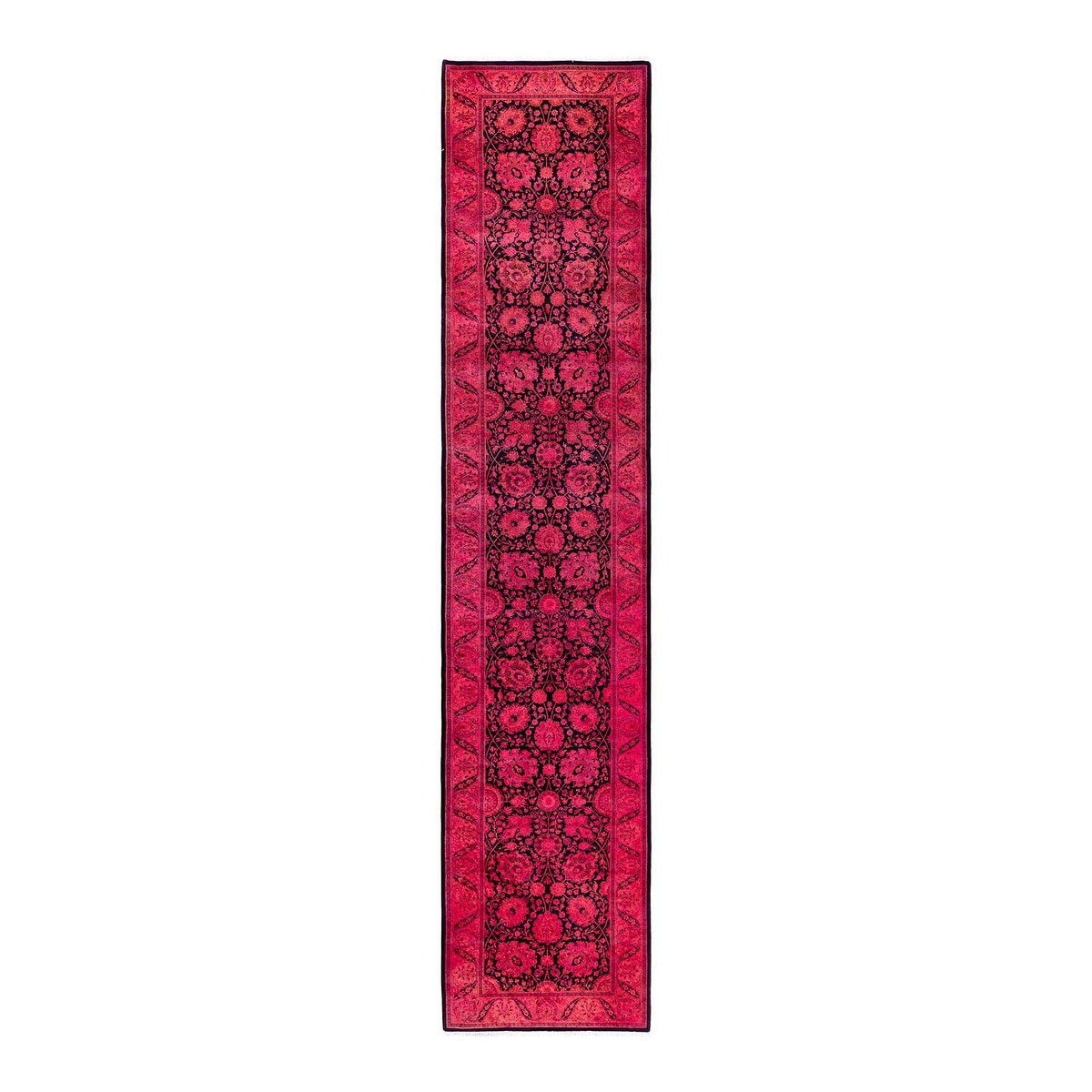 Contemporary Overdyed Wool Hand Knotted Runner - 2' 7" x 12' 6"