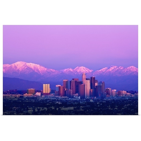 "Downtown Los Angeles at sunset." Poster Print