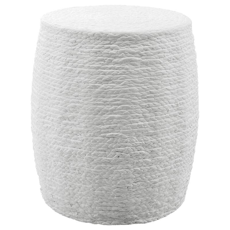 Uttermost Resort Straw Accent Stool - White