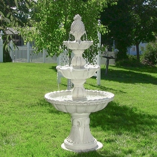 3-Tier Welcome Outdoor Water Fountain Backyard Patio Feature - 59"