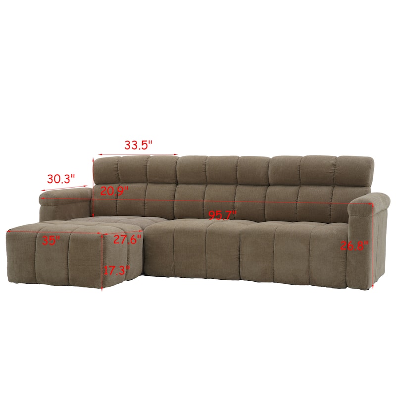 4-Seater Chenille Sectional Sofa with Chaise, High Back L-Shaped Couch, Solid Wood Frame & TB117 Certified Fabric