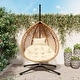 preview thumbnail 17 of 77, Wicker Hanging Egg Chair for Indoor and Outdoor Relaxation Brown&Beige