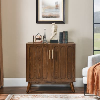 Mid Century Modern Fluted with Adjustable Shelves Buffet/Sideboard