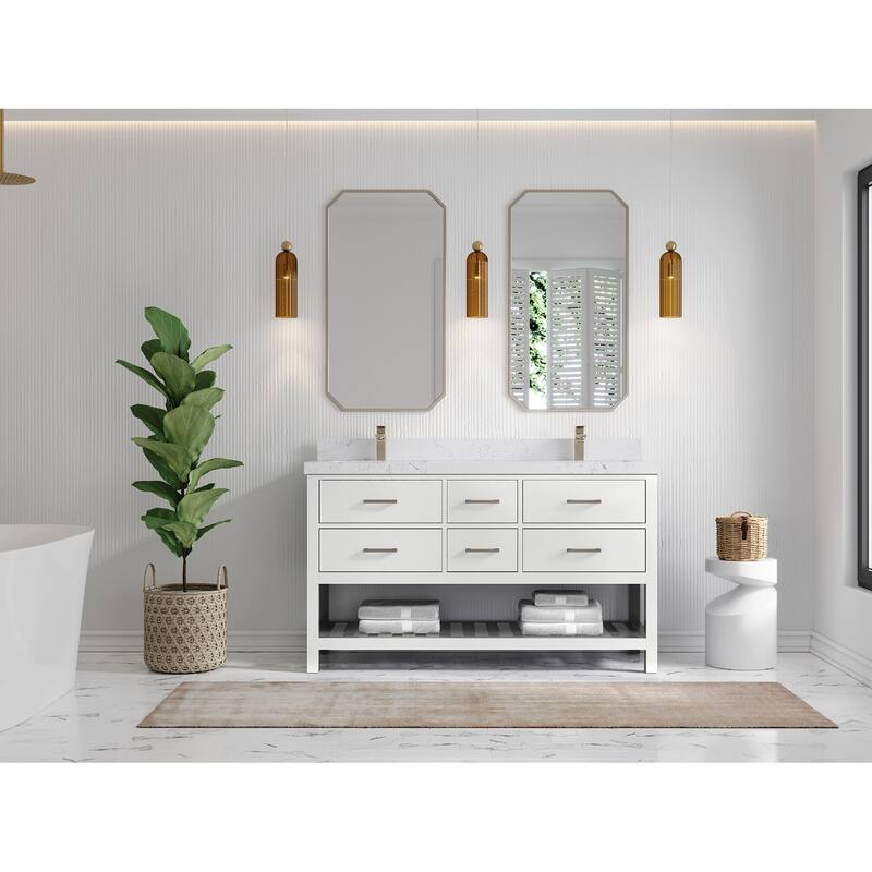 Willow Collections 60 in. W x 22 in. D Parker Double Sink Bathroom Vanity with Countertop