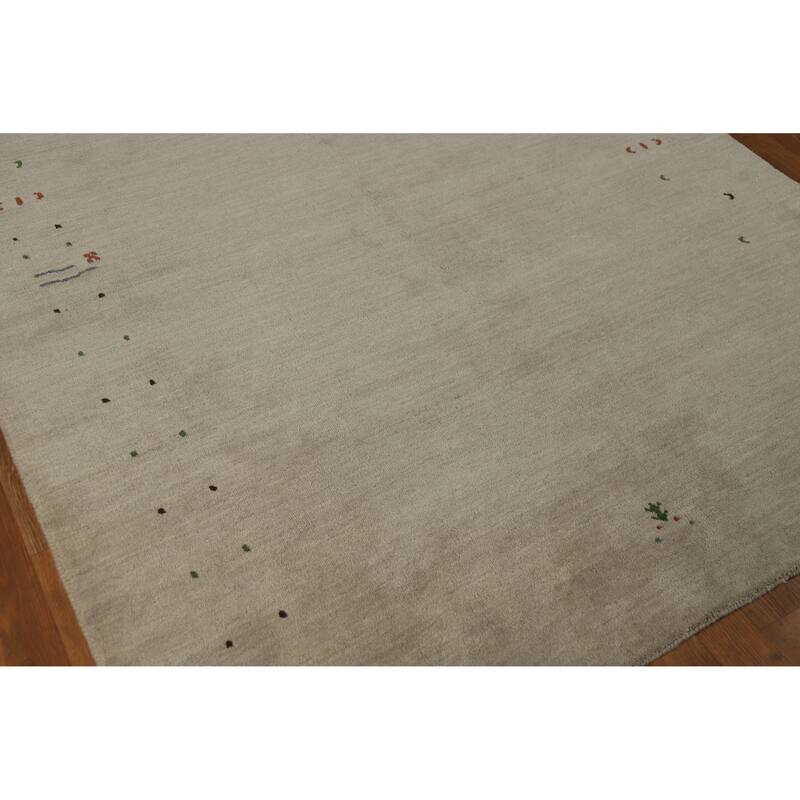 Hand Knotted Oriental 100% Wool Carpet Tribal Tribal Beige & Ivories Gabbeh Area Rug - 7' 8'' X 5' 5''