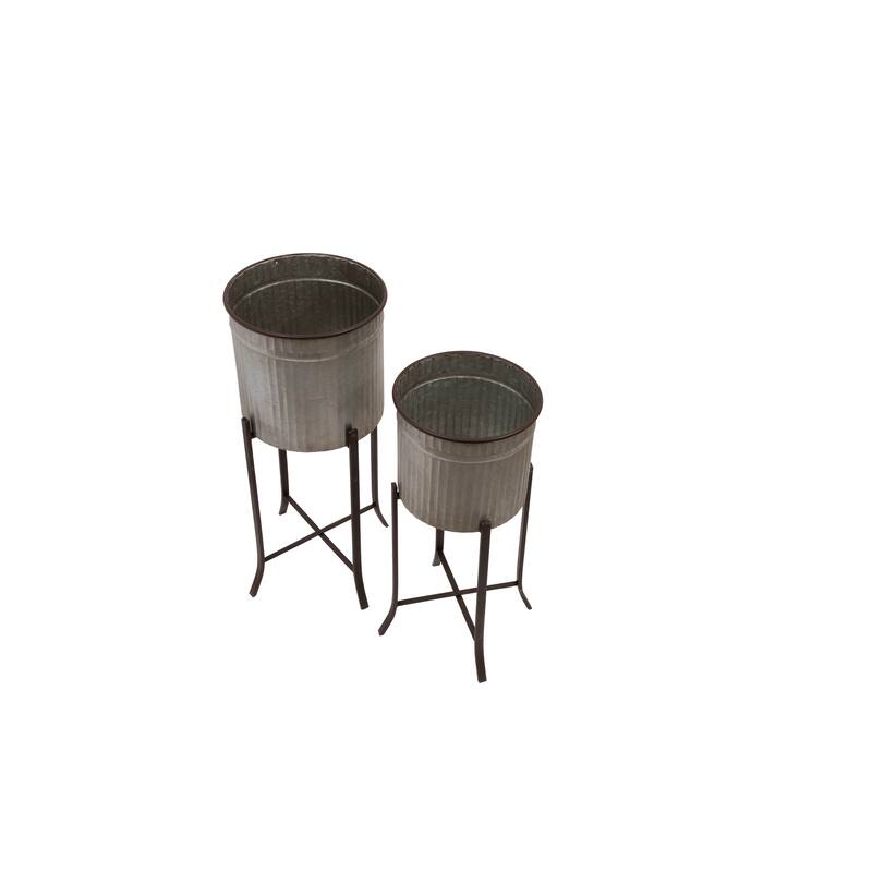 Corrugated Metal Planters on Stands