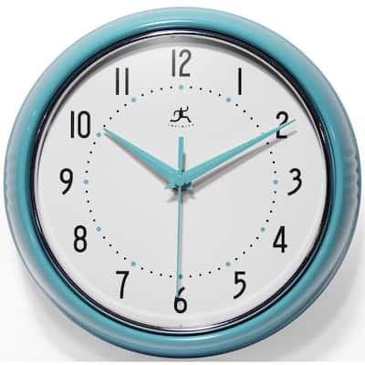 Round Retro Kitchen Wall Clock by Infinity Instruments - 9.5 x 3.25 x 9.5