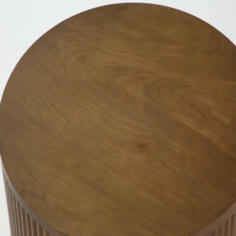 2-Tier Round End Table with Drawer, No Assembly Required, Wooden Beside Table, Circle Nightstand for Bedroom, Living Room