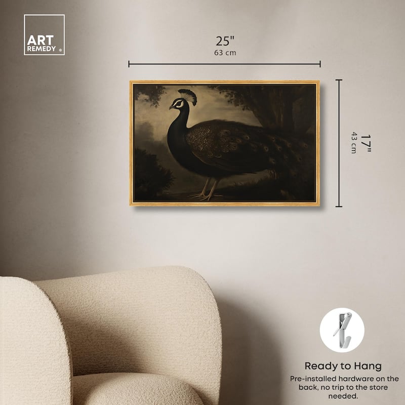 Peacock in Monotone Canvas by Art Remedy